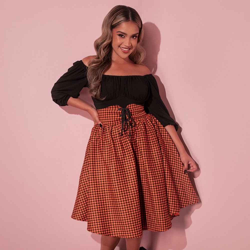 Corset Skirt in Orange Pumpkin Gingham - Picture 8 of 16
